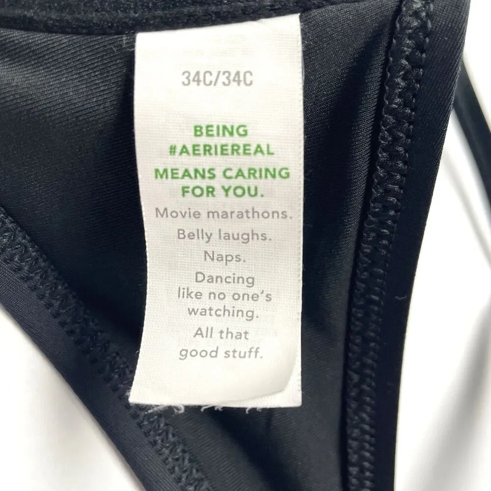 Aerie Black Bra Lightly Lined Underwire Adjustable Women's Size 34C